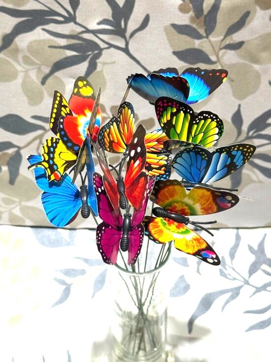 Unbranded Other - 10 Colorful Butterfly Floral Picks - Assorted Bright Colors